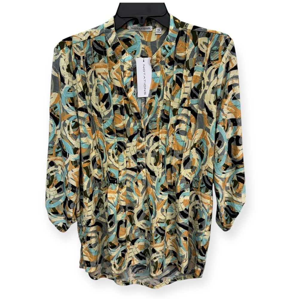 Notations Women’s Textured and Pleated Blouse Size PM